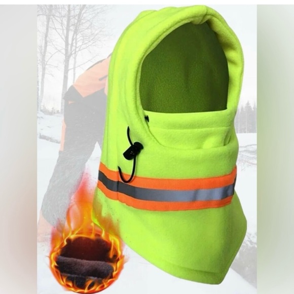 Reflective Fleece Hat Ski, Motorcycle, road work Full Face Mask Neck Cover - Picture 2 of 4